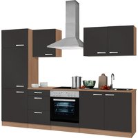 OPTIFIT Küchenzeile "Odense", Breite 270 cm, mit 28 mm starker Arbeitsplatte, Gratis Besteckeinsatz küche: anthrazit,, korpus: buchefarben, arbeitsplatte: buchefarben - B/T: 270 cm x 60 cm - Rabatt: 12 % Einbauküchen und Küchenzeilen online kaufen