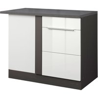 Kochstation Eckunterschrank "KS-Brindisi", praktischer Stauraum in der Ecke weiß hochglanz, grafit - B/H/T: 110 cm x 85 cm x 60 cm, 1 St. - Rabatt: 27 % Küchenmöbel online kaufen