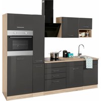 HELD MÖBEL Küchenzeile "Haiti", mit E-Geräten, Breite 250 cm küche: grau hochglanz,, korpus: weiß, arbeitsplatte: eichefarben - B/T: 250 cm x 60 cm - Rabatt: 32 % Einbauküchen und Küchenzeilen online kaufen HELD MÖBEL Küchenzeile "Haiti", mit E-Geräten, Breite 250 cm küche: grau hochglanz,, korpus: weiß, arbeitsplatte: eichefarben - B/T: 250 cm x 60 cm - Rabatt: 32 % Einbauküchen und Küchenzeilen online kaufen