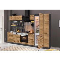 HELD MÖBEL Küchenzeile "Tulsa", ohne E-Geräte, Breite 300 cm, schwarze Metallgriffe, MDF Fronten küche: wotaneichefarben,, korpus: grafit, arbeitsplatte: anthrazit - B/T: 300 cm x 60 cm - Rabatt: 23 % Einbauküchen und Küchenzeilen online kaufen HELD MÖBEL Küchenzeile "Tulsa", ohne E-Geräte, Breite 300 cm, schwarze Metallgriffe, MDF Fronten küche: wotaneichefarben,, korpus: grafit, arbeitsplatte: anthrazit - B/T: 300 cm x 60 cm - Rabatt: 23 % Einbauküchen und Küchenzeilen online kaufen