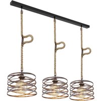 GLOBO Pendelleuchte MARCO 15641-3H schwarz rostfarbig Metall Hanfseil B/H/L: ca. 28x120x115 cm 3.0 Brennstellen - Rabatt: 64.0 % Einbauküchen und Küchenzeilen online kaufen