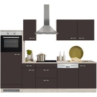 OPTIFIT Küchenzeile "Faro", mit E-Geräten, Breite 270 cm küche: anthrazit,, korpus: akaziefarben, arbeitsplatte: akaziefarben - B/T: 270 cm x 60 cm - Rabatt: 31 % Einbauküchen und Küchenzeilen online kaufen