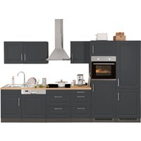 HELD MÖBEL Küchenzeile "Stockholm", Breite 340 cm, mit hochwertigen MDF Fronten im Landhaus-Stil küche: grau, grafit,, korpus: grafit, arbeitsplatte: eichefarben - B/T: 340 cm x 60 cm, Cerankochfeld (SCHOTT) - Rabatt: 33 % Einbauküchen und Küchenzeilen online kaufen HELD MÖBEL Küchenzeile "Stockholm", Breite 340 cm, mit hochwertigen MDF Fronten im Landhaus-Stil küche: grau, grafit,, korpus: grafit, arbeitsplatte: eichefarben - B/T: 340 cm x 60 cm, Cerankochfeld (SCHOTT) - Rabatt: 33 % Einbauküchen und Küchenzeilen online kaufen