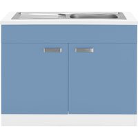 wiho Küchen Spülenschrank "Husum", 100 cm breit front: himmelblau, korpus: weiß - B/H/T: 100 cm x 85 cm x 60 cm, 2 St. - Rabatt: 44 % Küchenmöbel online kaufen wiho Küchen Spülenschrank "Husum", 100 cm breit front: himmelblau, korpus: weiß - B/H/T: 100 cm x 85 cm x 60 cm, 2 St. - Rabatt: 44 % Küchenmöbel online kaufen