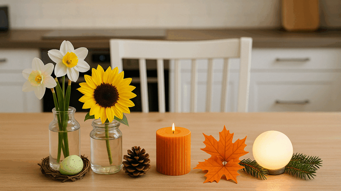 Tischdeko für den Küchentisch – 4 Jahreszeiten