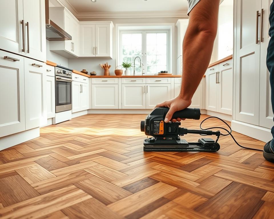 Parkettboden Installation in Küche