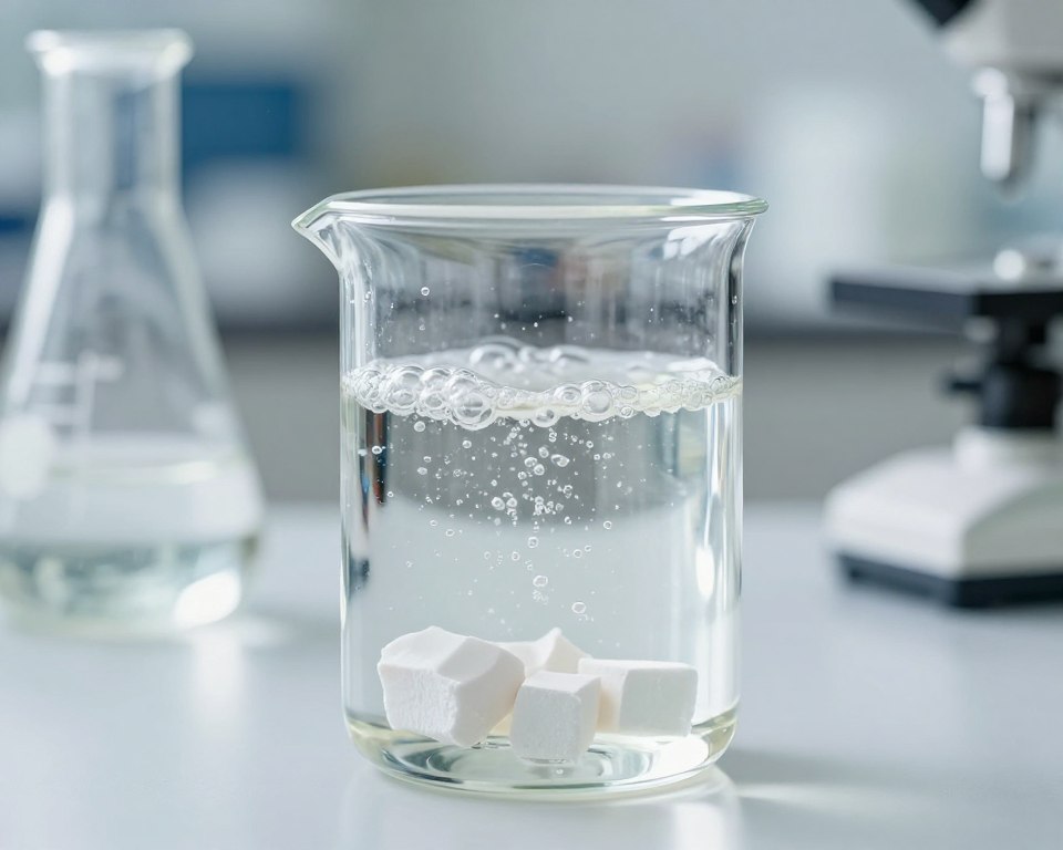 Chemische Reaktion zwischen Essig und Kalk