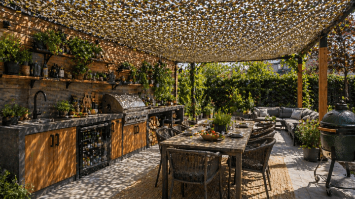 Tarnnetz für die Terrasse – Idealer Sicht- und Sonnenschutz für Outdoor-Küchen